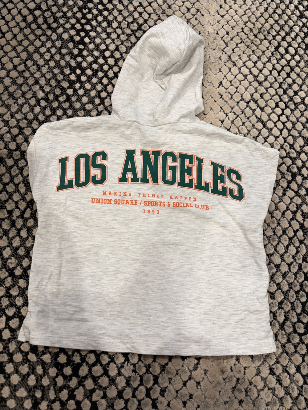 2-3 Years Los Angeles Hooded no sleeve shirt  - Gray with Green & Orange Letteri